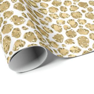 Glitzy Glam Gold White Glitter Leopard Print