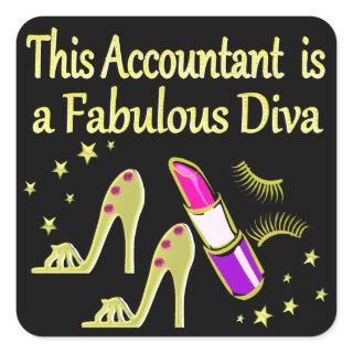 GLITZY GOLD ACCOUNTANT DESIGN SQUARE STICKER