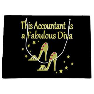 GLITZY GOLD ACCOUNTANT DIVA DESIGN LARGE GIFT BAG