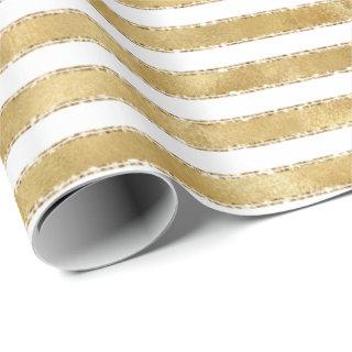 Glitzy Gold White Glam Glitter Sparkle Stripes