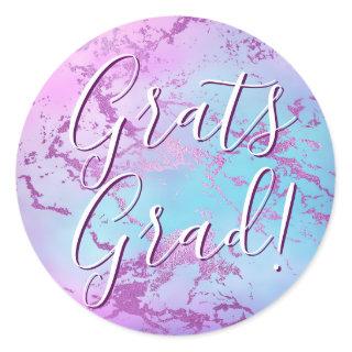 Glitzy Marble | Pink and Blue Gradient Graduation Classic Round Sticker