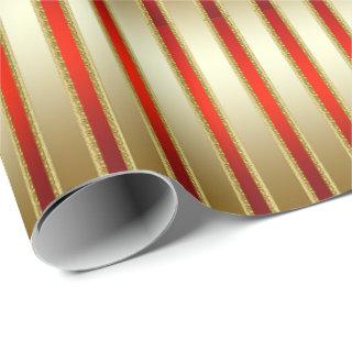 Glitzy Shiny Gold and Red Stripes