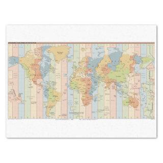 Global Map of Time Zones Tissue Paper