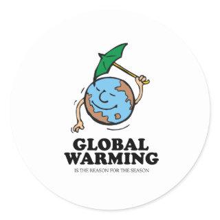 Global warming season classic round sticker