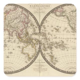Globe into two hemispheres square sticker