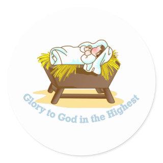 Glory to God Classic Round Sticker