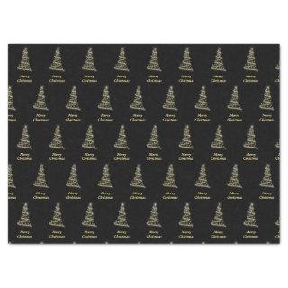 Glossy gold Christmas tree black Tissue Paper