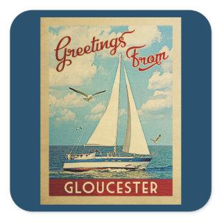 Gloucester Sailboat Vintage Travel Massachusetts Square Sticker