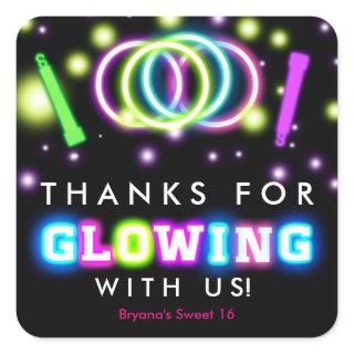 Glow Neon Lights Thank You Birthday Party Stickers