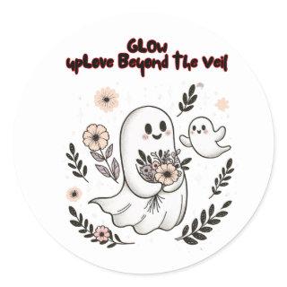 Glow up Love Beyond the Veil – Cute Ghost Mom Art Classic Round Sticker
