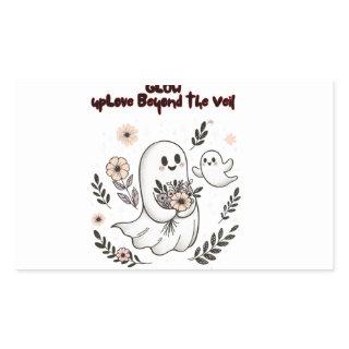 Glow up Love Beyond the Veil – Cute Ghost Mom Art Rectangular Sticker