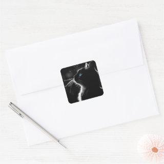 Glowing Black Cat Square Sticker
