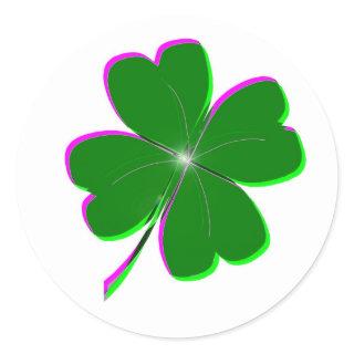 Glowing Four Leaf Clover Classic Round Sticker