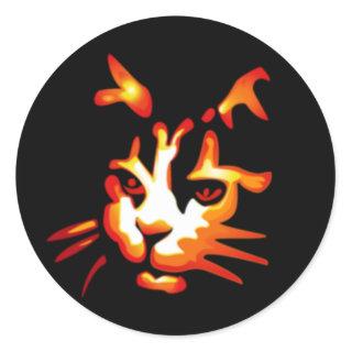 Glowing Halloween Cat Face Classic Round Sticker