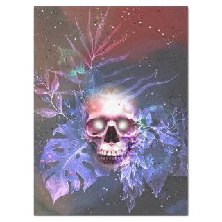 Glowing Skull Rainbow Flowers Decoupage Tissue Paper