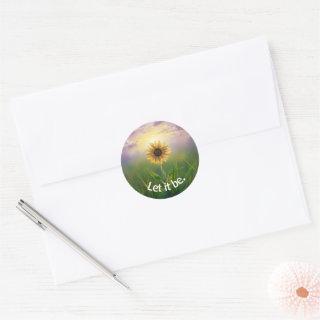 Glowing Sunflower In Grassy Field Classic Round Sticker