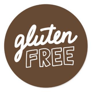 Gluten Free Brown And White Typography  Classic Round Sticker