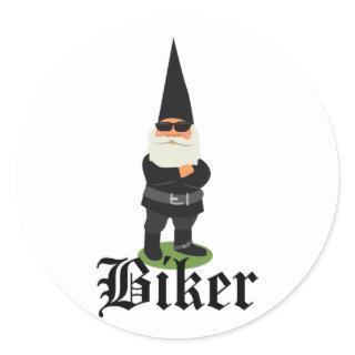Gnome Biker Classic Round Sticker
