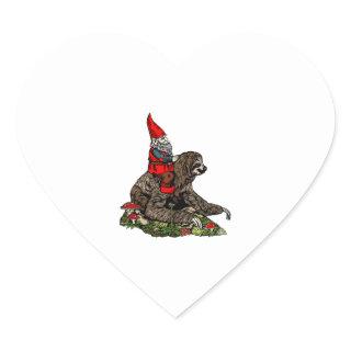 Gnome Riding a Sloth   Heart Sticker