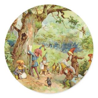 Gnomes, Elves and Fairies in the Magical Forest Classic Round Sticker