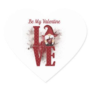 Gnomes Red Love Cute Valentine's day  Heart Sticker