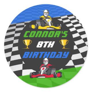 Go Kart Racing Car Birthday Party Classic Round Sticker