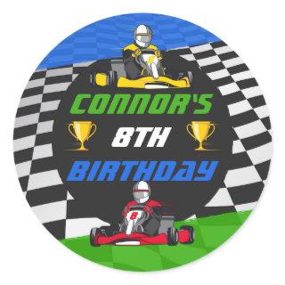 Go Kart Racing Car Birthday Party Classic Round Sticker