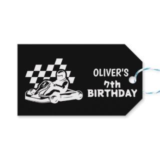 Go karting, racing car boy birthday  gift tags