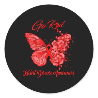 Go Red Heart Disease Awareness  Classic Round Sticker