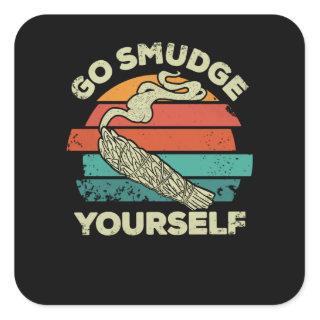 Go Smudge Yourself, Native American Retro Sunset S Square Sticker