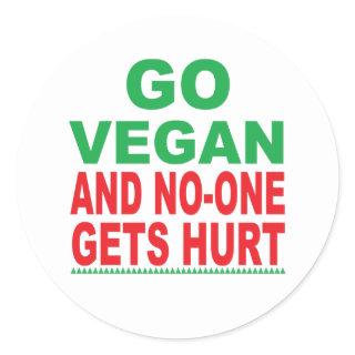 Go Vegan And No-One Gets Hurt, Vegan  Classic Round Sticker