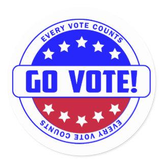"GO VOTE! Every Vote Counts - Motivational  Classic Round Sticker