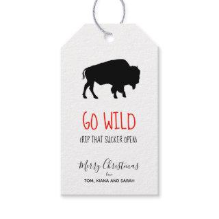 Go Wild Black Buffalo Black and White Plaid ID602 Gift Tags