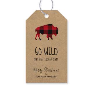 Go Wild Buffalo Adventures Black & Red/Kraft ID602 Gift Tags