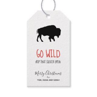 Go Wild Buffalo Adventures Pattern Black ID602 Gift Tags