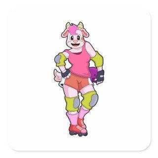 Goat as Inline Skater with Inline Skates Square Sticker