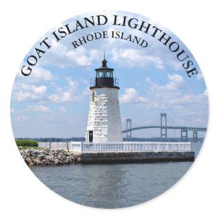 Goat Island Lighthouse Rhode Island Round Stickers