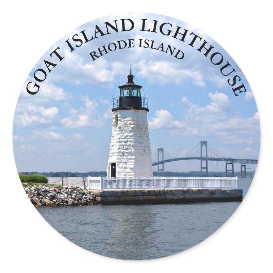 Goat Island Lighthouse Rhode Island Round Stickers