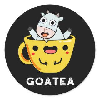 Goatea Funny Goat Tea Pun Dark BG Classic Round Sticker