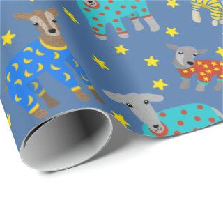 Goats in Pajamas with Stars Blue Patterned