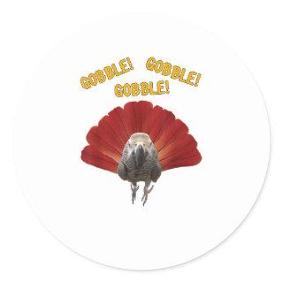Gobble! Turkey Thanksgiving African Grey Parrot  Classic Round Sticker