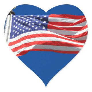 God Bless America, American Flag, Patriot Support Heart Sticker