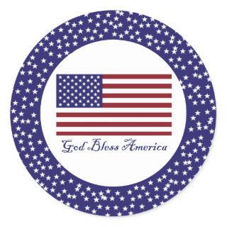 God Bless America Flag Classic Round Sticker