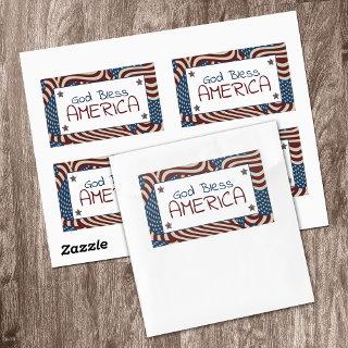 God Bless America Red White Blue Flags Rectangular Sticker