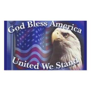 GOD BLESS AMERICA UNITED WE STAND RECTANGULAR STICKER