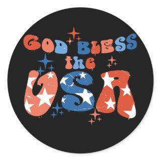 God Bless The USA Patriotic America Flag 4th Of Classic Round Sticker