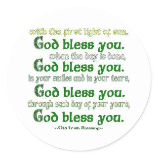 God Bless You Irish Blessing Classic Round Sticker