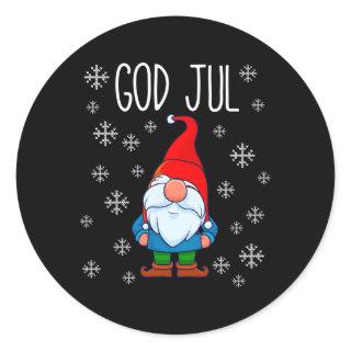 God Jul Swedish Tomte Gnome Scandinavian Merry Classic Round Sticker