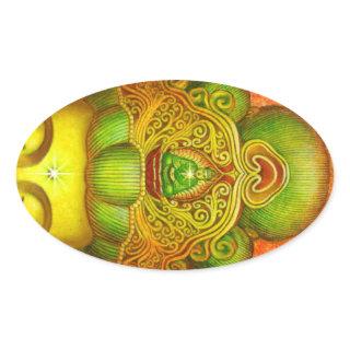 Goddess Kuan Yin's Crown Oval Sticker