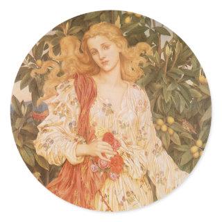 Goddess of Blossoms and Flowers, Flora by Morgan Classic Round Sticker
